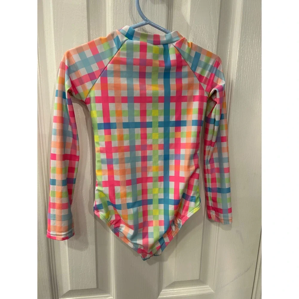Bmagical Rash Guard‎ Swimsuit Rainbow Plaid Long Sleeve One Piece Swimwear 4T